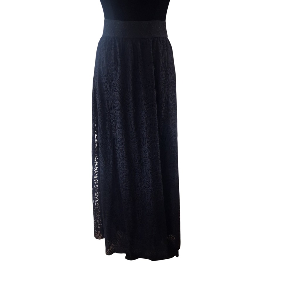 LuLaRoe Long Black Lace Skirt Elastic Waistband Womens Size 2XL